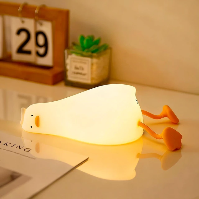 Main image of Existential Crisis Duck Lamp Night Light, White Elephant Gifts | Lying Flat, Cute Squishy Ducky Lay Touch Kid Lamp, Rechargeable, College Funny Dirty Santa Gag, Birthday Gifts, Safe Silicone