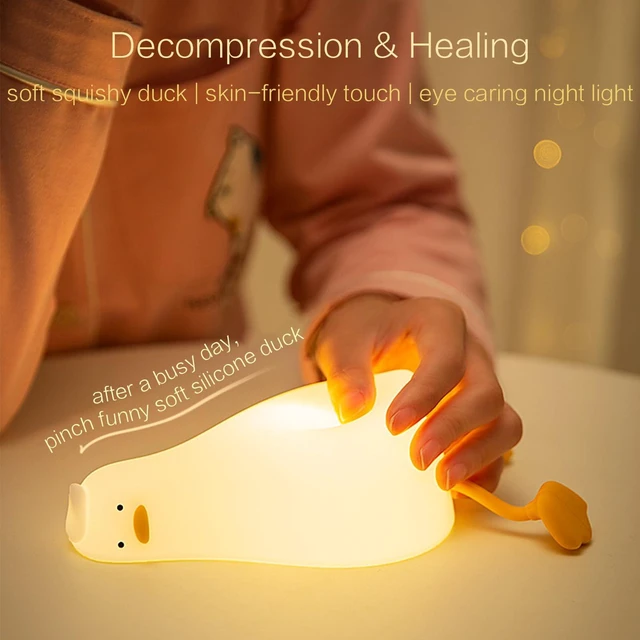 Alt view image 4 of 7 - Existential Crisis Duck Lamp Night Light, White Elephant Gifts | Lying Flat, Cute Squishy Ducky Lay Touch Kid Lamp, Rechargeable, College Funny Dirty Santa Gag, Birthday Gifts, Safe Silicone