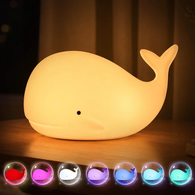 Alt view image 3 of 7 - Whale Night Light Silicone 7 Colors Dimmable 3 Hours Timer Whales Baby Light Decor Room Ocean Baby Nursery Decors Gift Kids