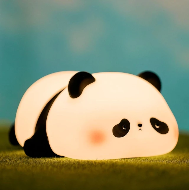 Main image of Cute Panda Night Light for Kids, Food Grade Silicone Squishy Dimmable Lamp | 3 Brightness, 30-Min Timer, 1200mAh USB-C Rechargeable, BPA-Free Soft Silicone, Tap & Pinch Control, Cute Panda Gift