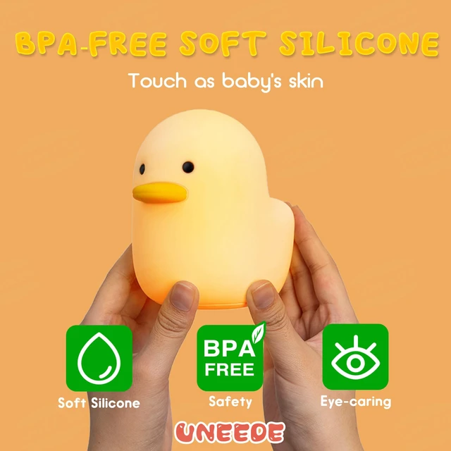 Alt view image 2 of 7 - LED Benson Night Light, Cute Duck Animal Silicone Nursery Night Light Rechargeable Table Lamp Bedside Lamp with Touch Sensor for Baby Girls Women Bedrooms, Living Room