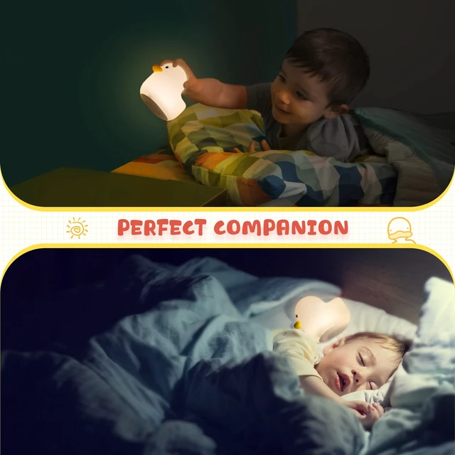 Alt view image 6 of 7 - LED Benson Night Light, Cute Duck Animal Silicone Nursery Night Light Rechargeable Table Lamp Bedside Lamp with Touch Sensor for Baby Girls Women Bedrooms, Living Room