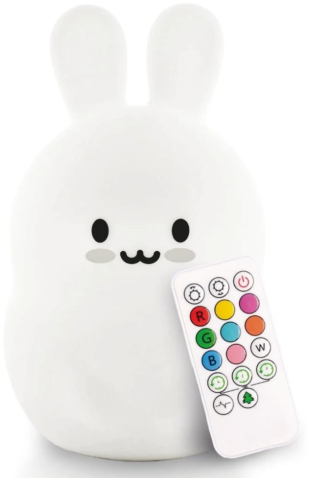 Main image of Bunny Silicone Night Light for Kids, Squishy Lamp with Remote | Tap Control | Rechargeable 9-Color Changing | Nursery Nightlight for Boys & Girls | Portable Animal Lamp | USB Cord Included