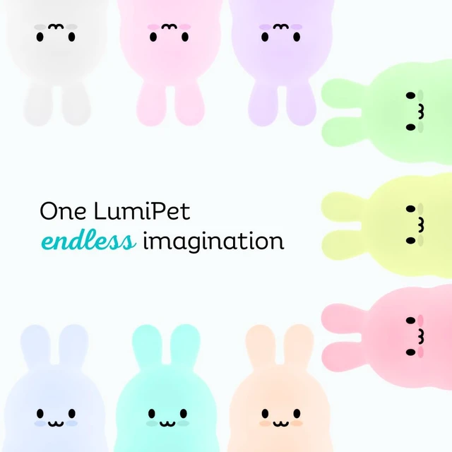 Alt view image 7 of 7 - Bunny Silicone Night Light for Kids, Squishy Lamp with Remote | Tap Control | Rechargeable 9-Color Changing | Nursery Nightlight for Boys & Girls | Portable Animal Lamp | USB Cord Included
