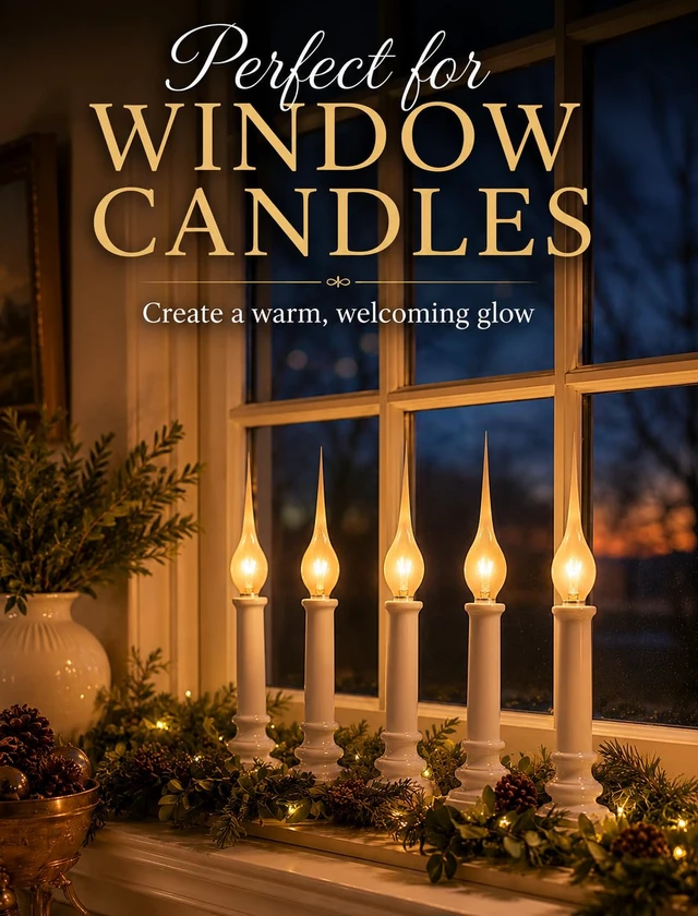 Alt view image 6 of 7 - Silicone Dipped Candle Bulbs, 5W Night Light Bulbs, C7/E12 Candelabra Base - Clear Country Style for Christmas Chandelier, Electric Window Candle - 120V, 12 Pack