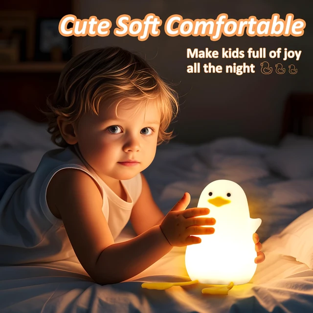 Alt view image 3 of 7 - Duck Night Light, Cute Ducks Gifts, Squishy Silicone Animal Night Lamp for Nursery Bedside with Dimmer & Rechargeable, Gifts for Birthday Holiday Valentine's Day Mothers' Day