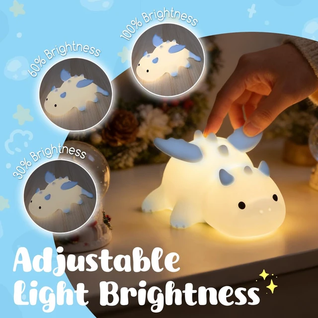 Alt view image 2 of 7 - Dragon Night Light, Cute Baby Dragon Gifts, Soft Silicone Lamp with 3 Level Warm Light and RGB Changing,Soft Silicone Kids Nursery Nightlight LED Touch Light, Kids Bedroom Decor as Xmas Birthday Gifts