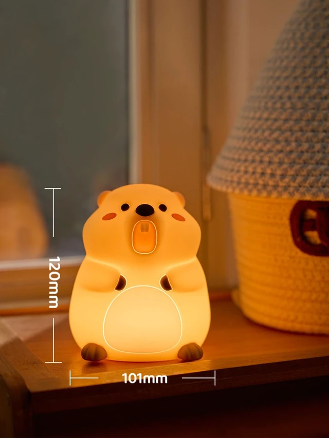 Alt view image 7 of 7 - Cute Groundhog Night Light, Squishy Groundhog Novelty Animal Lamp, 3 Level Dimmable Nursery Nightlight with Timer, Food Grade Silicone Touch Night Light Fun Gifts for Kids Boys Girls Baby