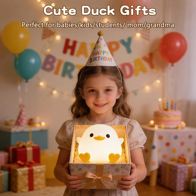 Alt view image 5 of 7 - Duck Night Light, Squishy Silicone Bedside Light for Baby Nursery | BPA-Free Silicone,Dimmable,20min Timer,Rechargeable Touch Light , Cute DoDo Ducky Lamp, Boys Girls Room Decor, Gift for Kids