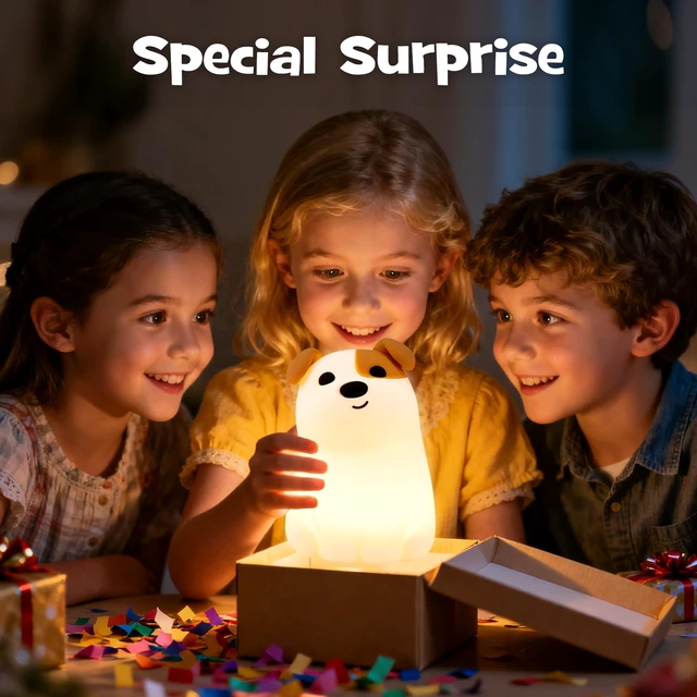 Alt view image 6 of 7 - Cute Smile Puppy Night Light RGB Rechargeable for Nursery Bedroom | Squishy Silicone Dog Nightlight Cordless Dimmable Touch Bedside Animal Lamp Novelty Light for Birthday Gifts Dorm Decor