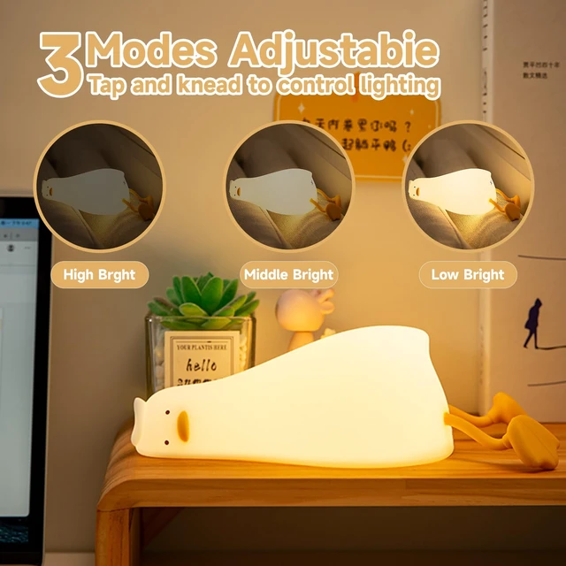 Alt view image 2 of 7 - Cute Duck/Chicken/Rabbit/Panda NightLight, LED Squishy Animal Novelty Lamp for Toddler Baby Kids, Nursery Touch Kawaii Room/House Decor Bedside Touch Lamp for Breastfeeding