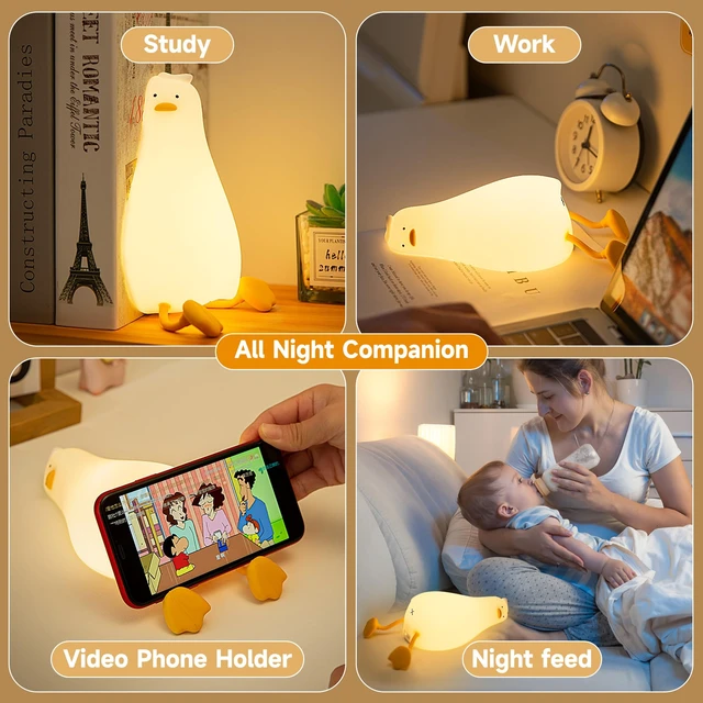 Alt view image 7 of 7 - Cute Duck/Chicken/Rabbit/Panda NightLight, LED Squishy Animal Novelty Lamp for Toddler Baby Kids, Nursery Touch Kawaii Room/House Decor Bedside Touch Lamp for Breastfeeding