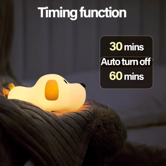 Alt view image 3 of 6 - Led Cute Dog Night Light, Dimmable Nursery Puppy Kawaii Lamps, Super Squishy Silicone USB Rechargeable Touch Control Night Lamp for Kids Adults