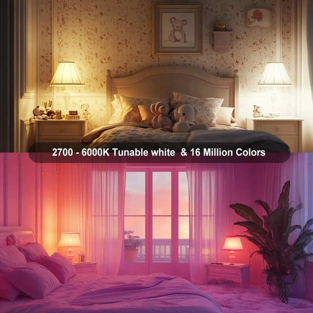 Alt view image 4 of 7 - Smart RGB Light Bulbs Compatible with Alexa, 12W(130W Equivalent), 2700K-6000K
