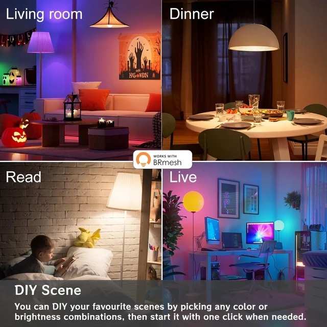 Alt view image 4 of 7 - Smart Light Bulbs, 1300LM Color Changing Light Bulb, E26 Smart Bulbs | 16 Million Colors, Tunable White Alexa Light Bulbs, Music Sync, DIY Flash, Timing, A19 130W Equivalent, No WiFi Required.