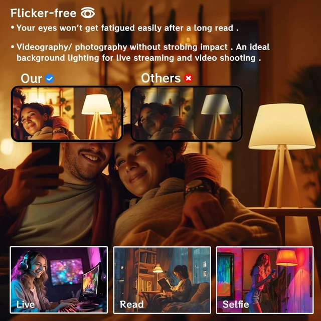Alt view image 5 of 7 - Smart Light Bulbs, 1300LM Color Changing Light Bulb, E26 Smart Bulbs | 16 Million Colors, Tunable White Alexa Light Bulbs, Music Sync, DIY Flash, Timing, A19 130W Equivalent, No WiFi Required.