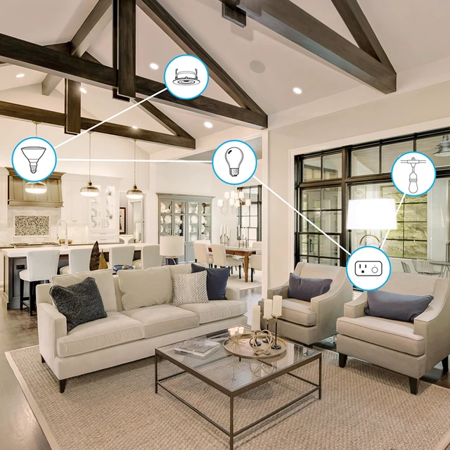 Alt view image 6 of 7 - CA10 Smart Flame Tip LED Chandelier Light Bulbs, 40W Eq | Dimmable, 2700K Soft White, 300 Lumens, E12 Candelabra Base, Vintage Filament, WiFi 2.4GHz, Alexa & Google Home Compatible