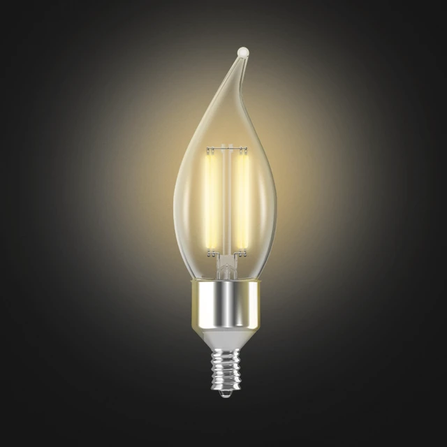 Alt view image 3 of 7 - CA10 Smart Flame Tip LED Chandelier Light Bulbs, 40W Eq | Dimmable, 2700K Soft White, 300 Lumens, E12 Candelabra Base, Vintage Filament, WiFi 2.4GHz, Alexa & Google Home Compatible