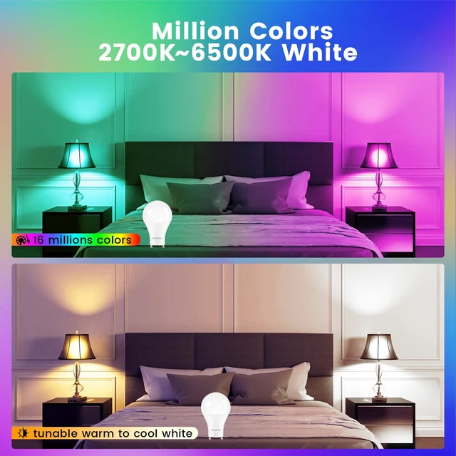 Alt view image 6 of 7 - GU24 Smart Light Bulbs Compatible with Alexa, 10W 900LM Super Bright, RGBCW Color Changing GU24 LED Bulb, 120V 100W Halogen Replacement, 2Pack