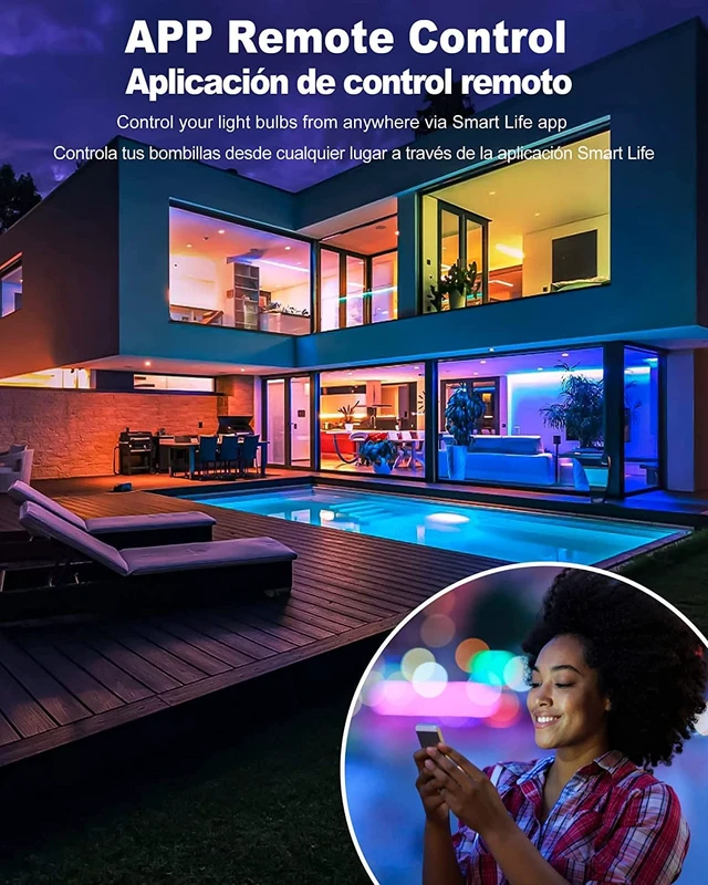 Alt view image 3 of 7 - Smart Light Bulbs, Color Changing LED Bulbs for Alexa and Google Assistant, 2.4GHz WiFi and Bluetooth with Music Sync, E26 A19, 120V, 4 Pack