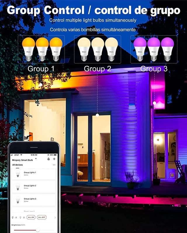 Alt view image 6 of 7 - Smart Light Bulbs, Color Changing LED Bulbs for Alexa and Google Assistant, 2.4GHz WiFi and Bluetooth with Music Sync, E26 A19, 120V, 4 Pack