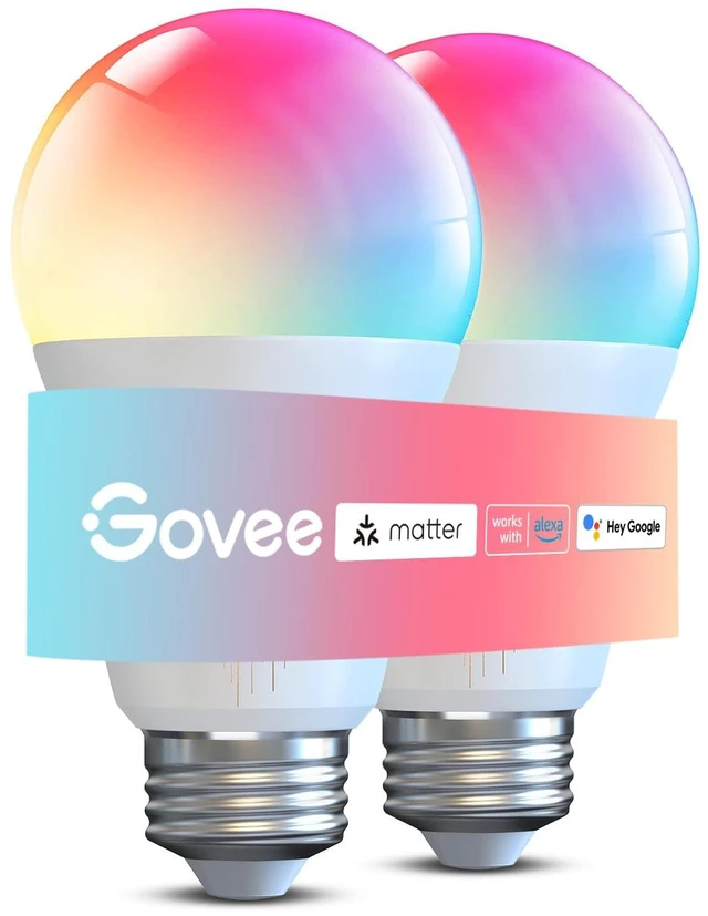 Main image of Smart Light Bulbs 1200 Lumens, 12W 85W Equivalent, 2 Pack | RGBWW Color Changing Dimmable A19 LED Bulb, Works with Matter, Alexa and Google Assistant, for Bedroom Living Room