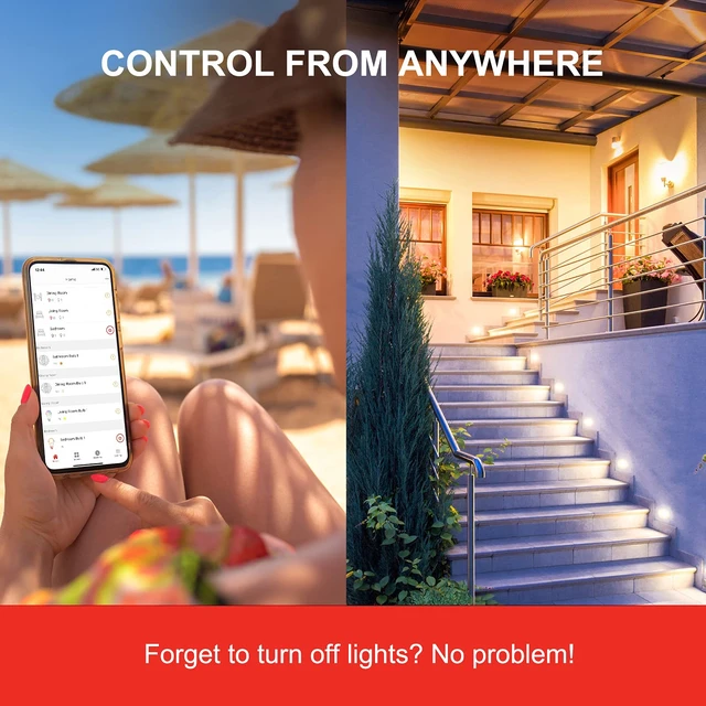 Alt view image 5 of 7 - Alexa Light Bulb, Smart Light Bulbs, Smart Bulbs That Work with Alexa & Google Assistant, WiFi Light Bulbs A19 Soft White (2700K) No Hub Required, 800LM 60W Equivalent High CRI>90, 4 Pack