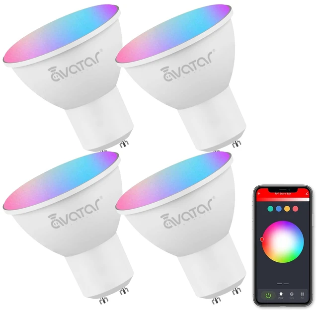 Main image of GU10 Smart Bulb 4 Pack, RGBCW Color Changing Alexa LED Light Bulbs 5W - WiFi Track Light Bulbs Dimmable Music Sync 2.4G WiFi Smart Bulbs Compatible with Google Assistant for Kitchen, Bedroom