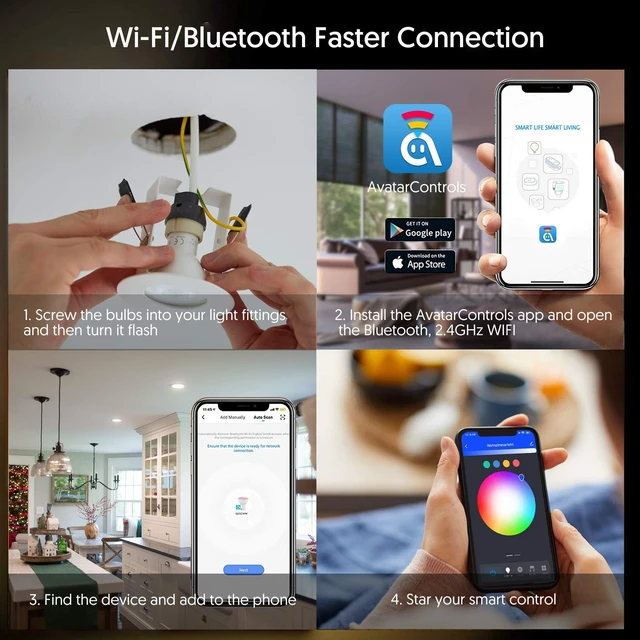 Alt view image 7 of 7 - GU10 Smart Bulb 4 Pack, RGBCW Color Changing Alexa LED Light Bulbs 5W - WiFi Track Light Bulbs Dimmable Music Sync 2.4G WiFi Smart Bulbs Compatible with Google Assistant for Kitchen, Bedroom