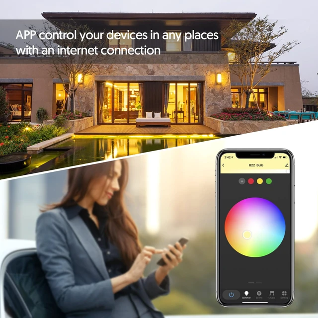 Alt view image 6 of 7 - 6 Pack E12 Smart Candelabra Light Bulbs RGB + Tunable White Type B Smart LED Bulb Music Sync, Schedule & Group Control, Candle Bulb Compatible with Alexa & Google Home for Chandelier, 5W (50W Eq.)