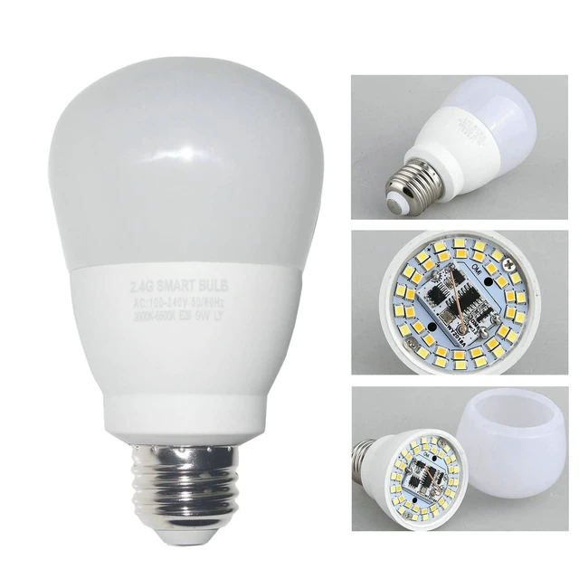 Alt view image 3 of 6 - Smart Led Light-Bulb Dimmable with Remote-Control E26 9W Light Bulbs Adjustable Color Temperature (Warm/Cool) and Brightness, 2 Pack (2 Bulbs + 1 Remote)