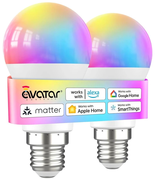 Main image of Matter Smart Light Bulb Compatible with Apple HomeKit/Alexa/Google Home, 9W 2 Pack Color Changing Alexa LED Light Bulbs, Voice/App Controlled Dimmable WiFi Lighting for Room