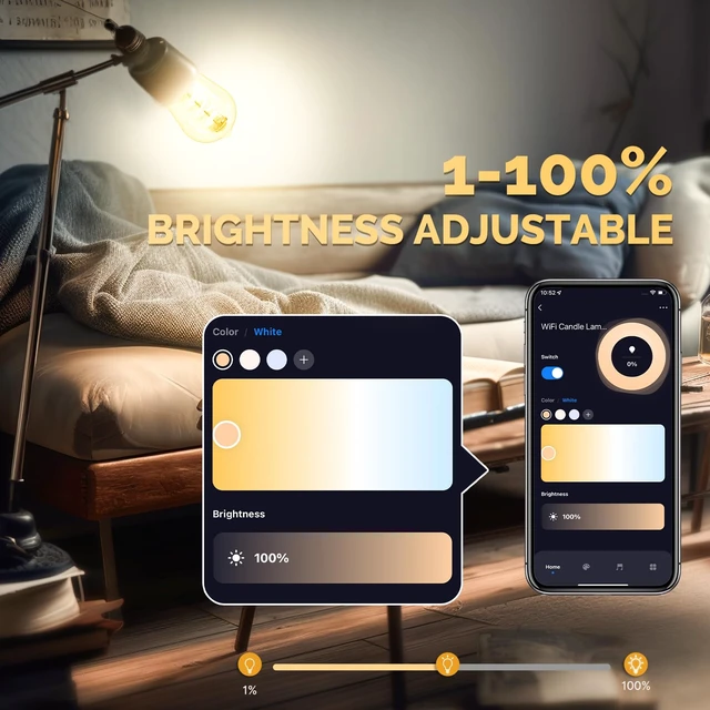 Alt view image 4 of 6 - Smart Edison Light Bulb, ST64 WiFi LED Color Changing Dimmable, 2 Pack | ST21 2700K-6500K tunable white, 5W 470lm 40W equivalent, 2.4GHz WiFi only, Smart Life Tuya app, Alexa and Google Home