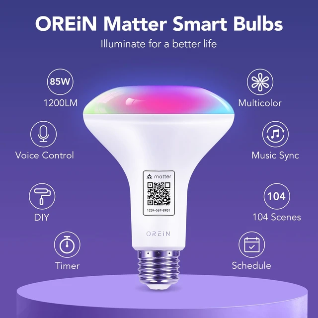 Alt view image 2 of 7 - Matter Smart Light Bulbs BR30, Works with Alexa/Apple Home/Google | 1200 Lumens Color Changing Light Bulbs, 85W Equivalent Smart Flood Light Bulbs, BR30 Smart Bulbs 2.4Ghz WiFi, 4Pack