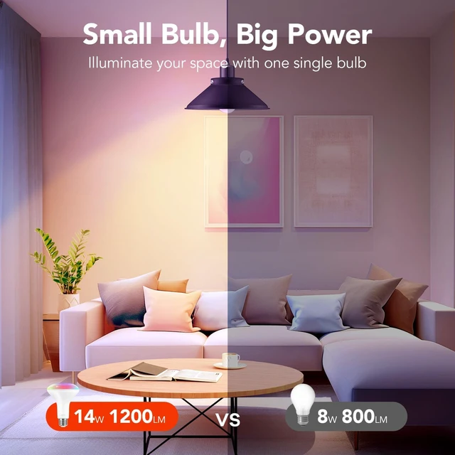 Alt view image 4 of 7 - Matter Smart Light Bulbs BR30, Works with Alexa/Apple Home/Google | 1200 Lumens Color Changing Light Bulbs, 85W Equivalent Smart Flood Light Bulbs, BR30 Smart Bulbs 2.4Ghz WiFi, 4Pack
