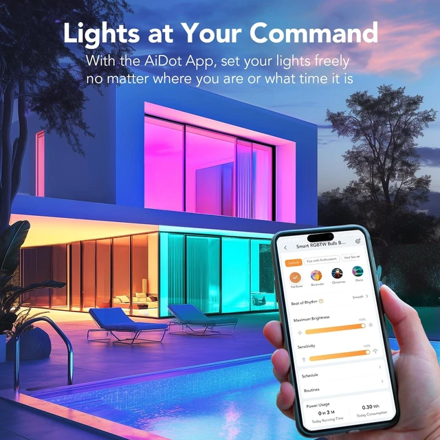 Alt view image 6 of 7 - Matter Smart Light Bulbs BR30, Works with Alexa/Apple Home/Google | 1200 Lumens Color Changing Light Bulbs, 85W Equivalent Smart Flood Light Bulbs, BR30 Smart Bulbs 2.4Ghz WiFi, 4Pack