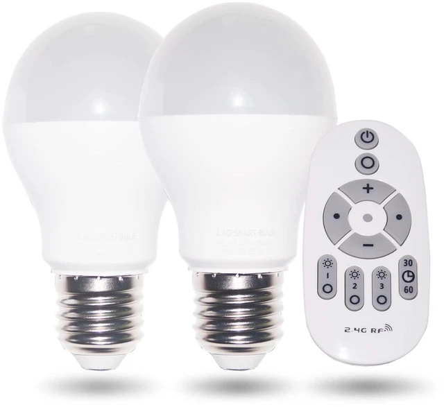 Main image of Smart Led Light-Bulb Dimmable with Remote-Control E27 9W Light Bulbs Adjustable Color Temperature (Warm/Cool) and Brightness, 2 Pack (2 Bulbs + 1 Remote)