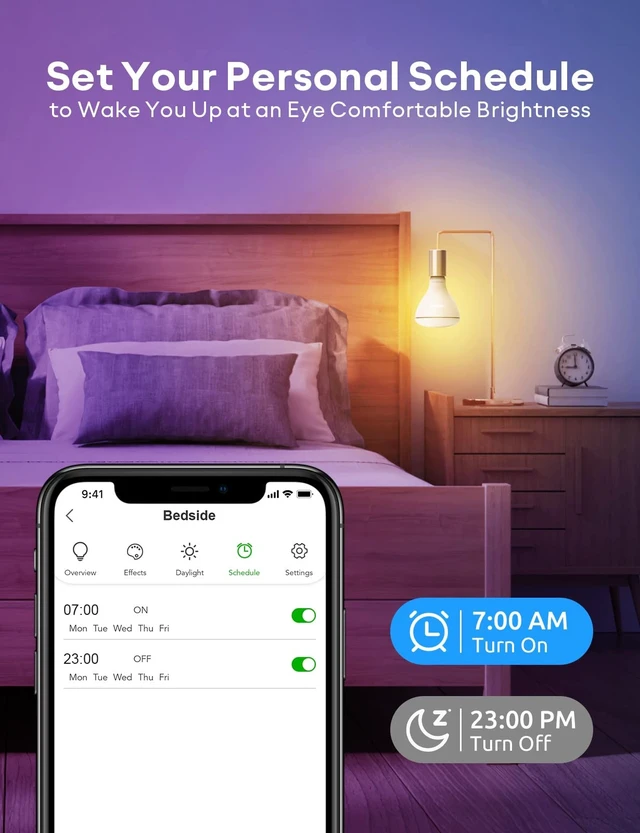 Alt view image 6 of 7 - Smart Light Bulbs 3Pack, BR30 RGBW Color Changing Light Bulb Works with Alexa, Apple Homekit and Google Assistant, Multicolor 2200K-7000K Dimmable, 800 Lumens 9.5W (60W Equivalent) E26 Base