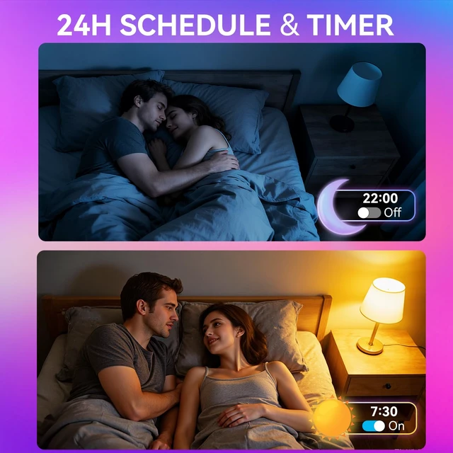 Alt view image 6 of 7 - A19 Smart Light Bulbs with Remote, RGB+CCT Color LED Bulbs, 2-Pack | E26, 9W 800LM 60W equivalent, works with Alexa and Google Assistant, Bluetooth, 2700K-6500K, music sync, no hub required