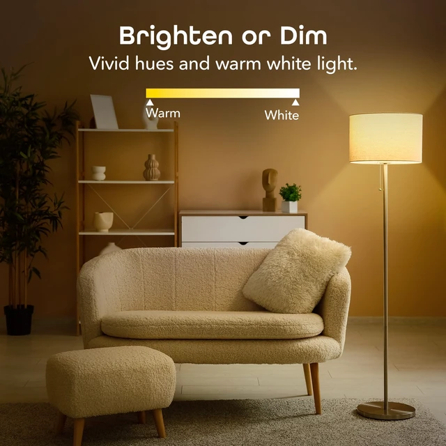 Alt view image 3 of 7 - Smart LED Light Bulb A19 Wi-Fi Dimmable Soft White 800 Lumens, 3-Pack | Dimmable, no hub required, works with Alexa & Google Home