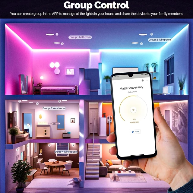 Alt view image 7 of 7 - Matter Smart Bulb, Edison RGB Color Changing, Compatible with Alexa | Matter Smart Bulb, Vintage Edison ST64, 16M RGB Color Changing, Tunable White 2700K 6500K, Alexa Google Apple, E26 5W 2 Pack
