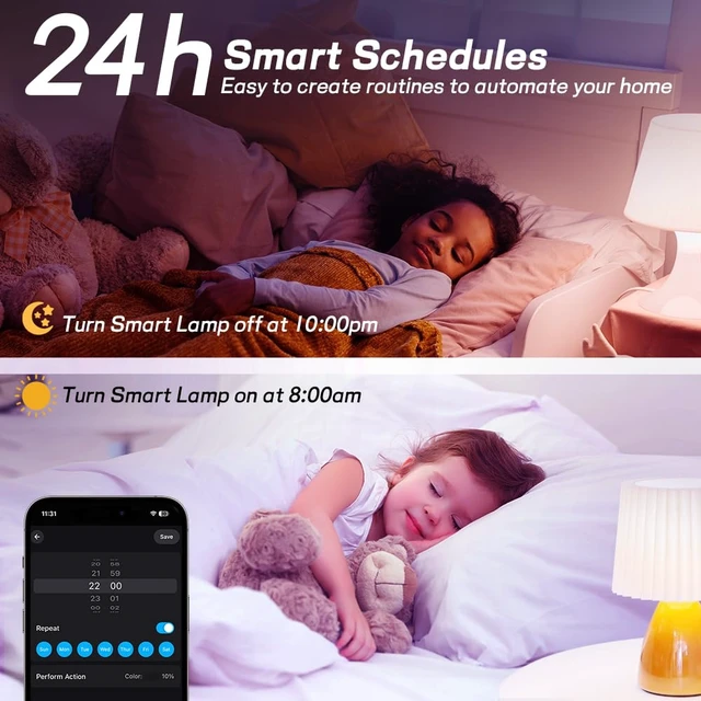 Alt view image 5 of 7 - Smart Led Light Bulbs, Wi-Fi Magic Home Light Bulbs for Alexa & Google Assistant, E26, A19 Music Sync Color Changing Light Bulb, APP Remote Control on/off, Wireless, Bluetooth, 800LM, 60W,4Pack