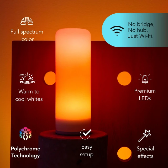 Alt view image 2 of 7 - T10 Smart LED Bulb - Color Changing RGB Tunable White, Matter - E26 | Compatible with Alexa, Apple Homekit, WiFi 2.4GHz, Multicolor 52 zones, flame, for chandeliers, exposed fixtures, & lamps