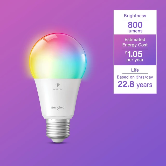 Alt view image 2 of 7 - WiFi Color Changing Light Bulb, Alexa Smart Light Bulbs that Compatible with Alexa & Google Assistant, A19 RGB No Hub Required, 75 W Equivalent 800LM CRI>90, Set of 4