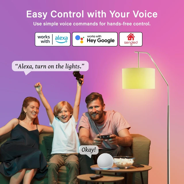 Alt view image 3 of 7 - WiFi Color Changing Light Bulb, Alexa Smart Light Bulbs that Compatible with Alexa & Google Assistant, A19 RGB No Hub Required, 75 W Equivalent 800LM CRI>90, Set of 4