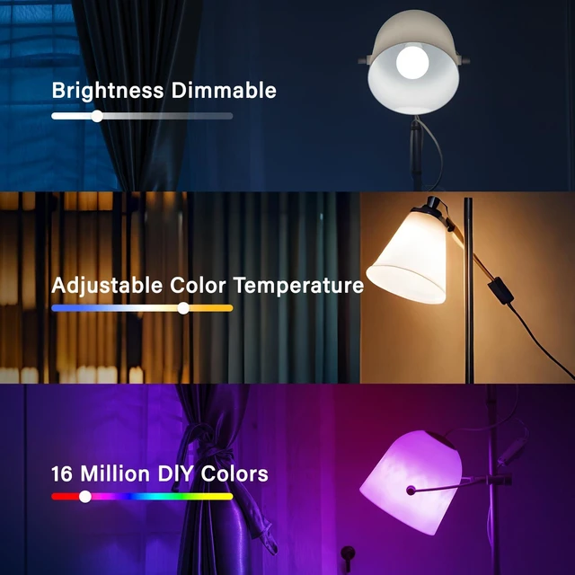 Alt view image 6 of 7 - WiFi Color Changing Light Bulb, Alexa Smart Light Bulbs that Compatible with Alexa & Google Assistant, A19 RGB No Hub Required, 75 W Equivalent 800LM CRI>90, Set of 4