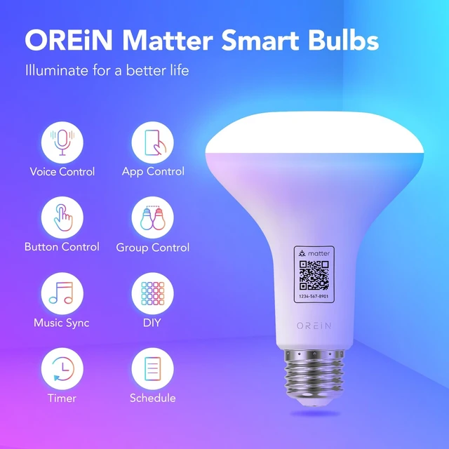 Alt view image 2 of 7 - Matter BR30 Smart Light Bulbs, RGBTW Flood Light Bulb, 4 Pack+Remote | Works with Alexa/Apple/Google Home/SmartThings, 650LM 60W, Music Sync, Color Changing&White Led Light Bulbs