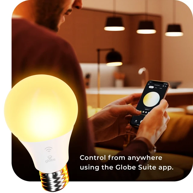 Alt view image 2 of 7 - 34207 Wi-Fi Smart 10 Watt (60W Equivalent) Multicolor Changing RGB Tunable White Frosted LED Light Bulb 2-Pack, No Hub Required, Voice Activated, 2000K - 5000K, A19 Shape, E26 Base