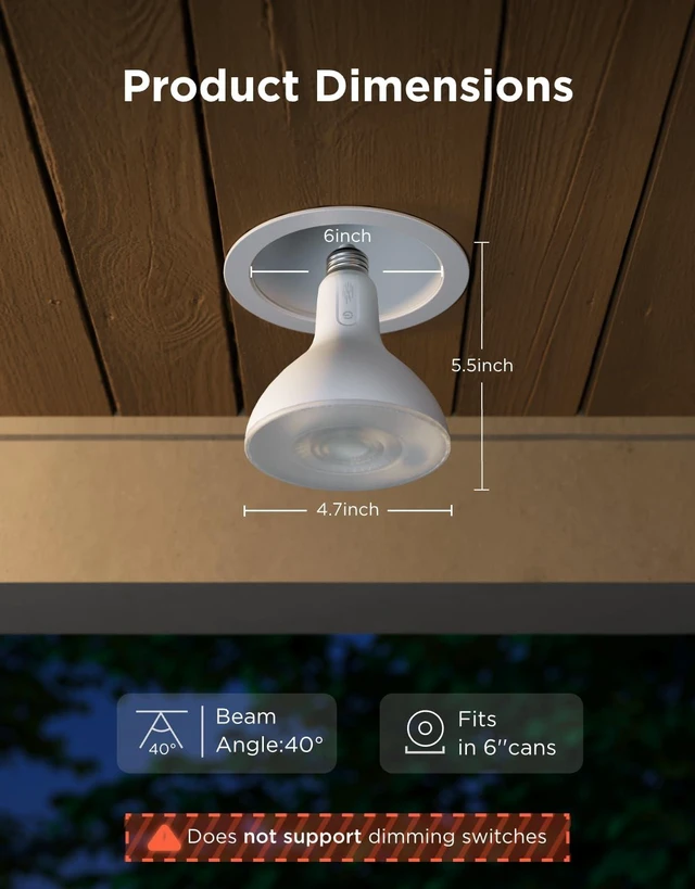 Alt view image 2 of 7 - Par38 Flood Light Bulbs, 1300Lm Smart Flood Light Outdoor 2-Pack | IP65 Waterproof, Smart Outdoor Bulbs Work with Alexa, Matter & SmartThings, RGBWW Tunable White for Porch & Garage, E26 Base