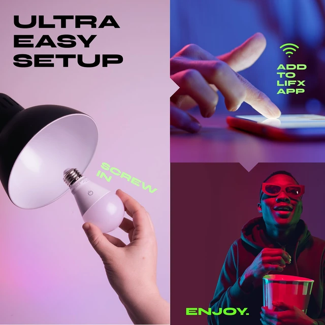 Alt view image 4 of 7 - Smart Light Bulbs A19 - RGB Color Changing, 800 Lumens, Matter 2-Pack | Compatible with Alexa, Apple Homekit, WiFi 2.4GHz, E26, white 2700K-6500K, dimmable 60W Eq. for bedroom and lamps